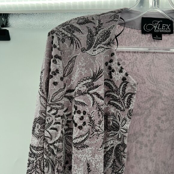 Alex Evenings Sequined Floral Open Blazer Multicolor Size Large - Picture 5 of 9